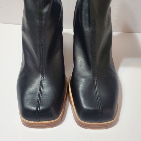 ASOS DESIGN Wide Fit Ratio Square Toe Sock Boots in Black Size 8 - Picture 2 of 14